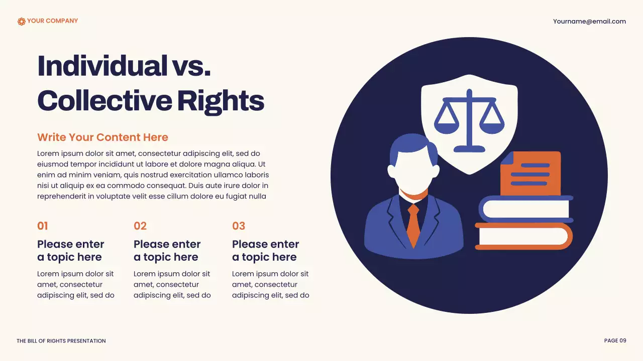 Navy and Orange Modern Bill of Rights Presentation