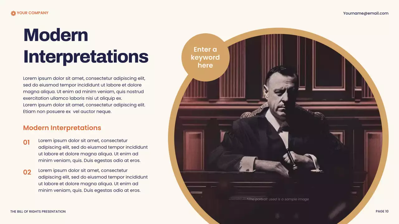 Navy and Orange Modern Bill of Rights Presentation