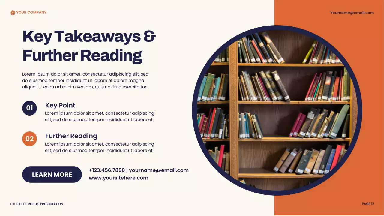 Navy and Orange Modern Bill of Rights Presentation