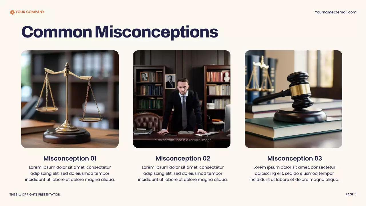 Navy and Orange Modern Bill of Rights Presentation