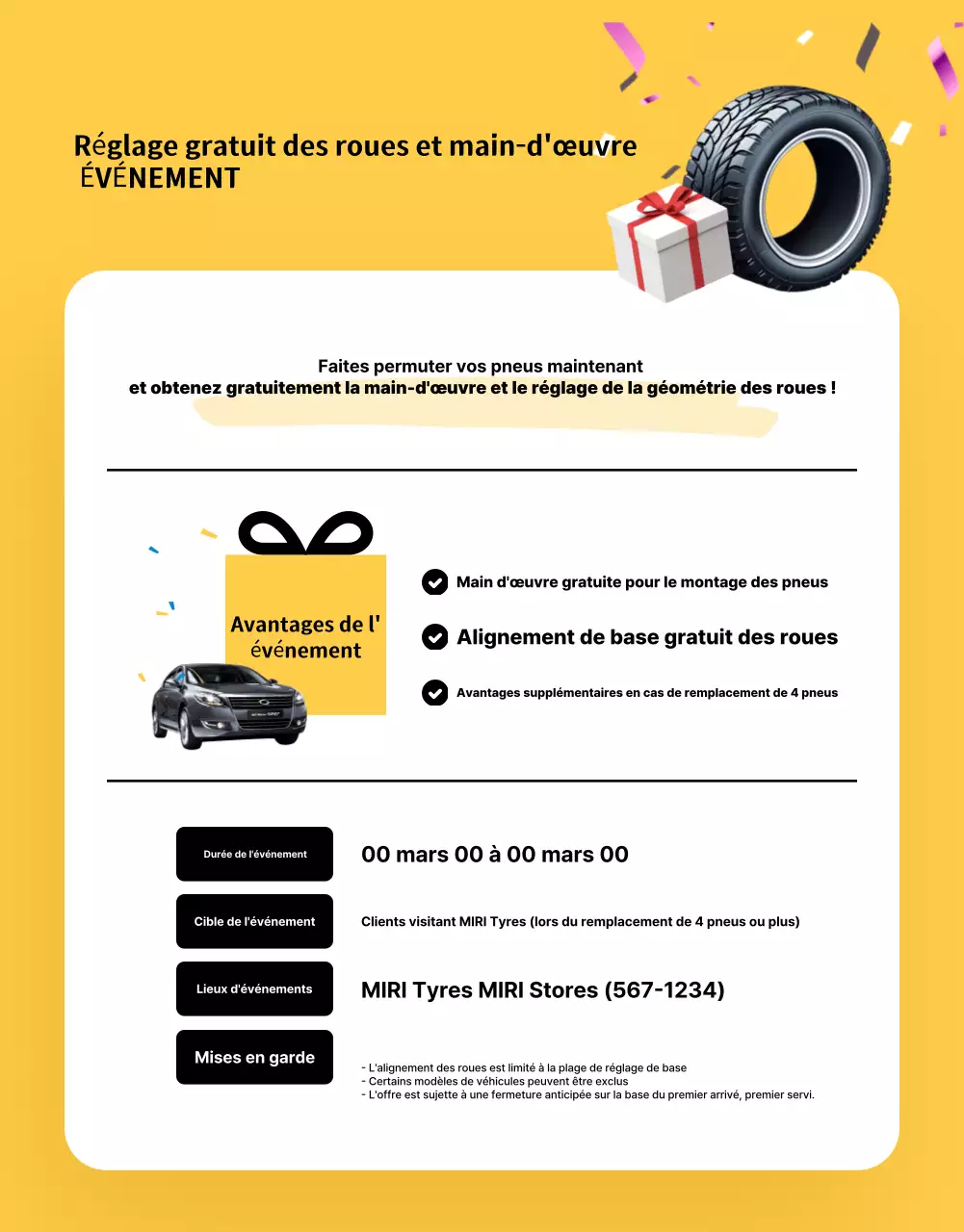 Publicité pour une voiture moderne jaune