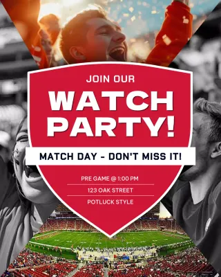 Red Bold Sports Watch Party Invitation Instagram Post