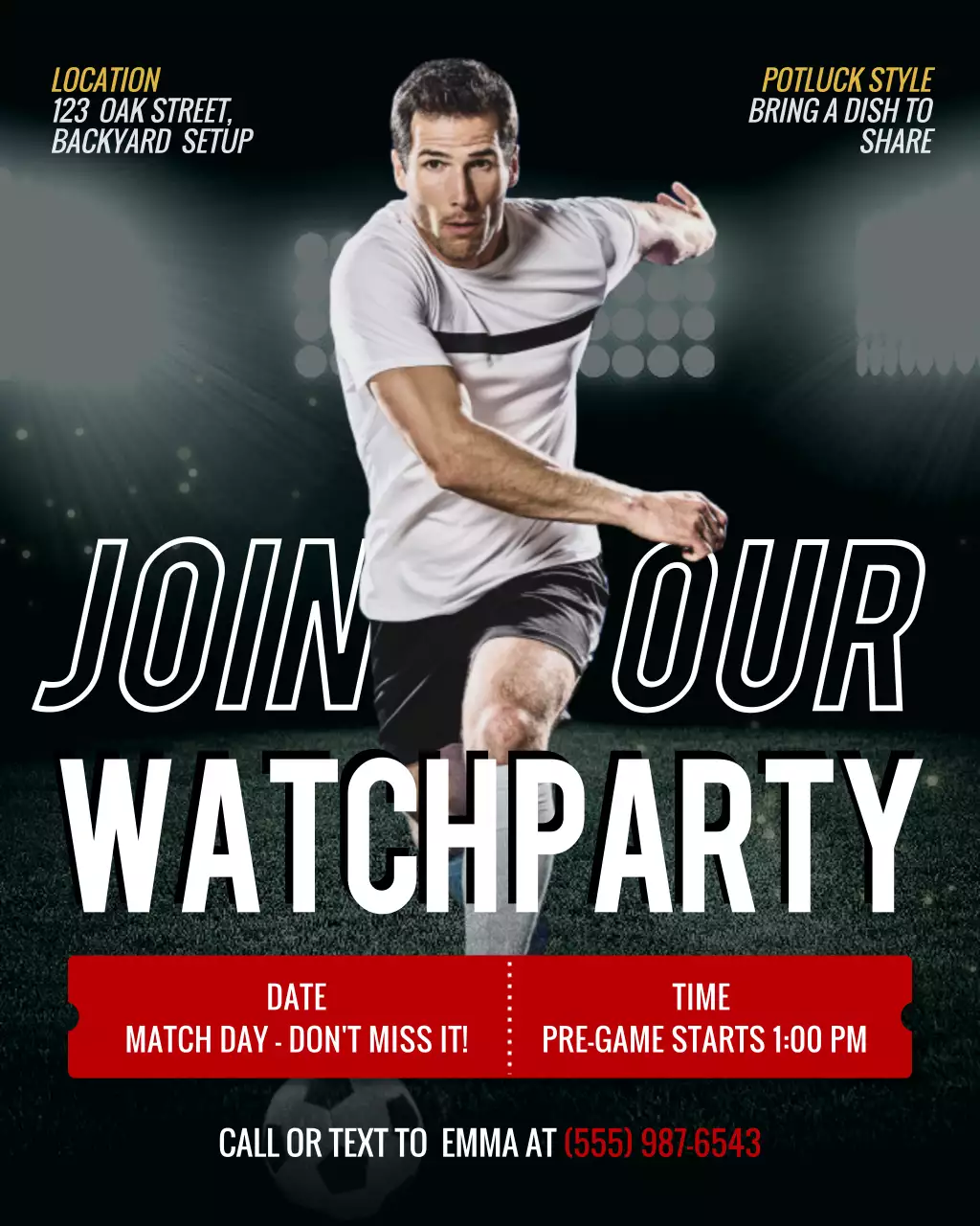 Black Modern Soccer Invitation Instagram Post