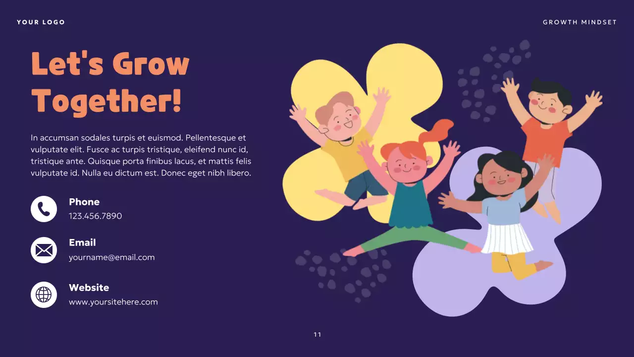 Orange Playful Growth Mindset Value Presentation