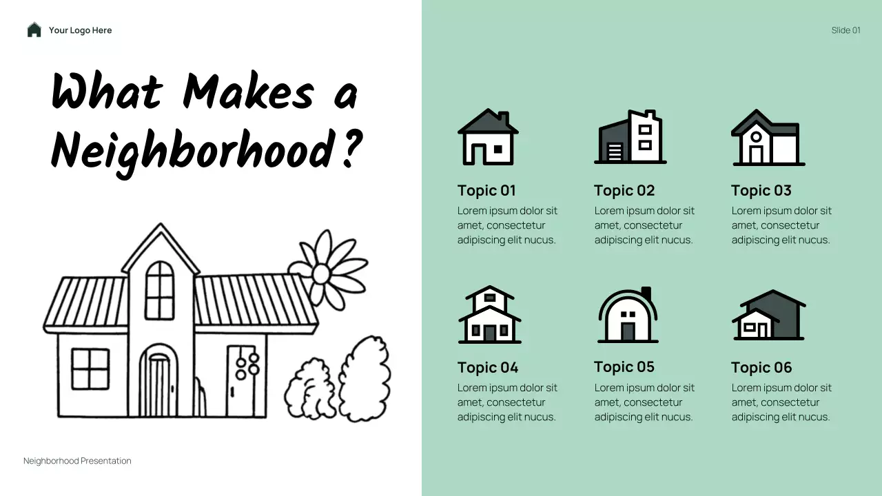 Green Simple Floral My Neighborhood Presentation