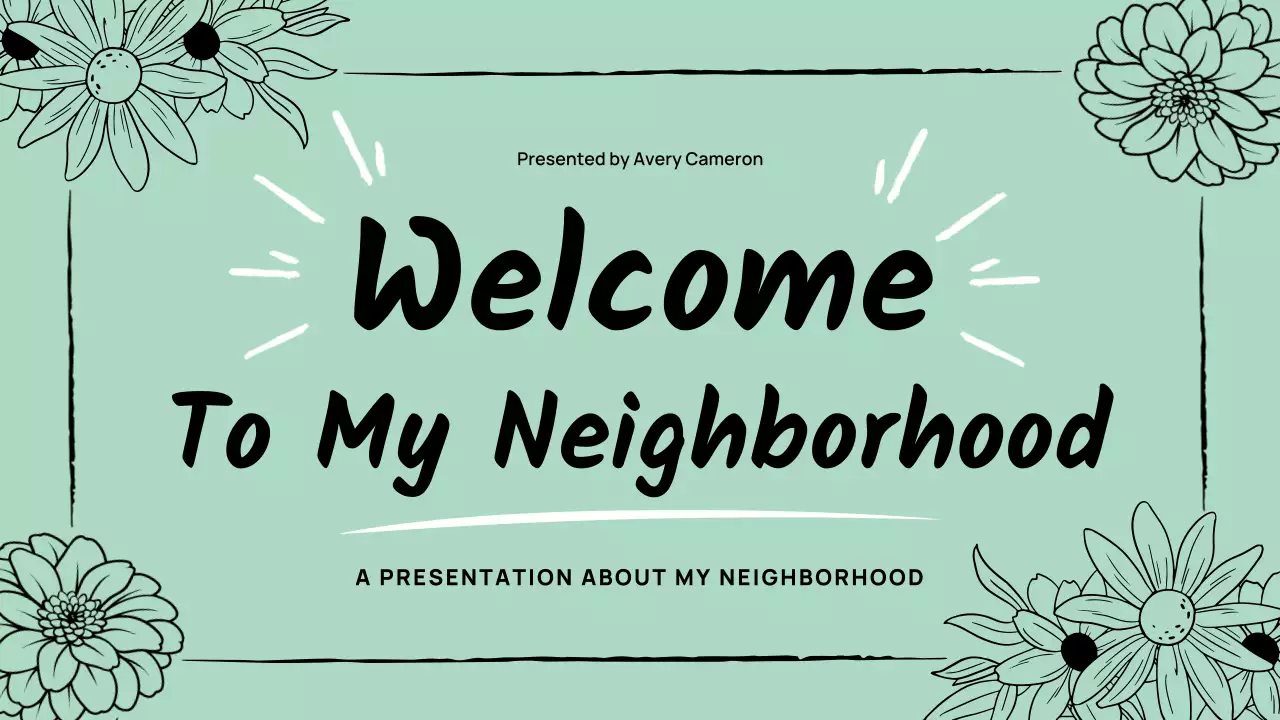 Green Simple Floral My Neighborhood Presentation