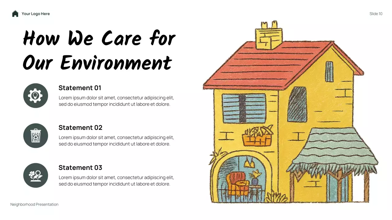 Green Simple Floral My Neighborhood Presentation