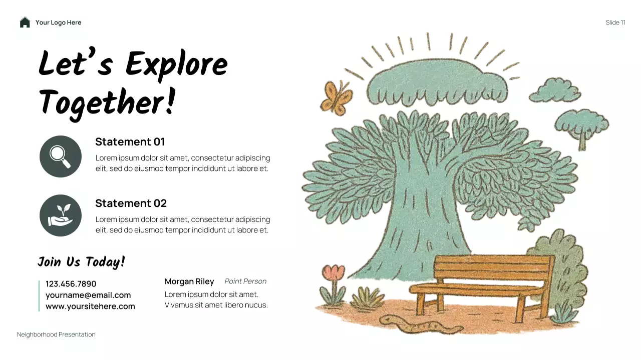 Green Simple Floral My Neighborhood Presentation