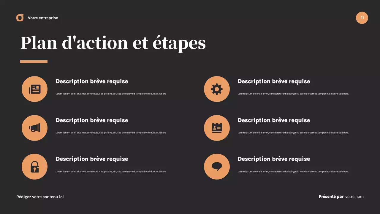 Présentation commerciale moderne noire