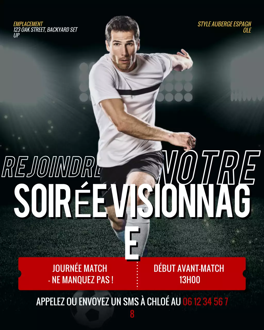 Invitation au football moderne et noir sur Instagram