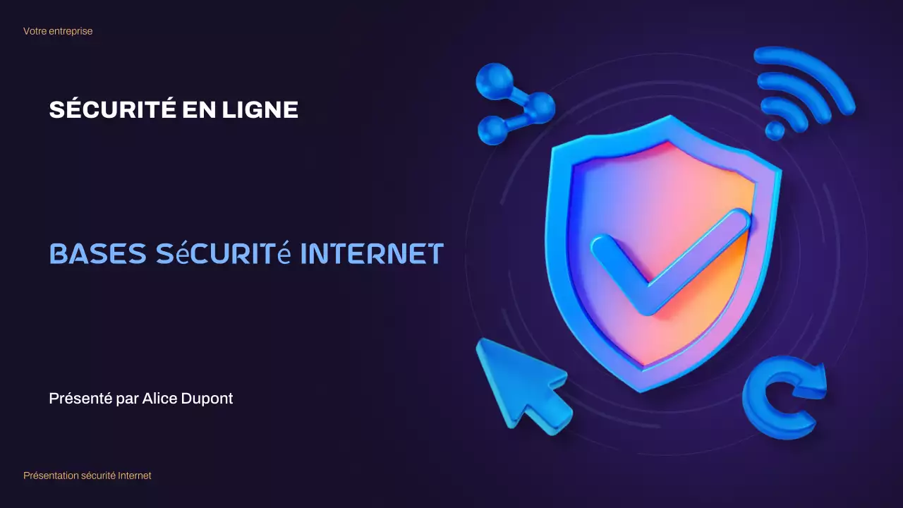 Présentation illustrative 3D bleue sur la sécurité Internet