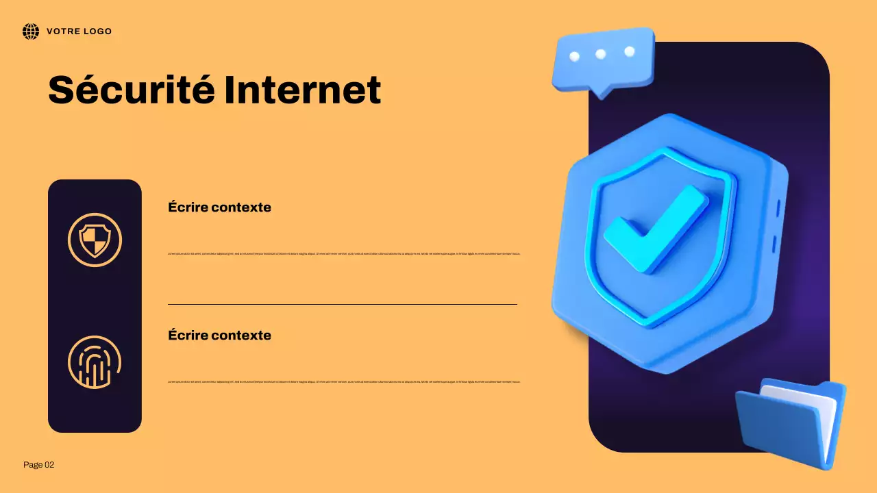 Présentation illustrative 3D bleue sur la sécurité Internet