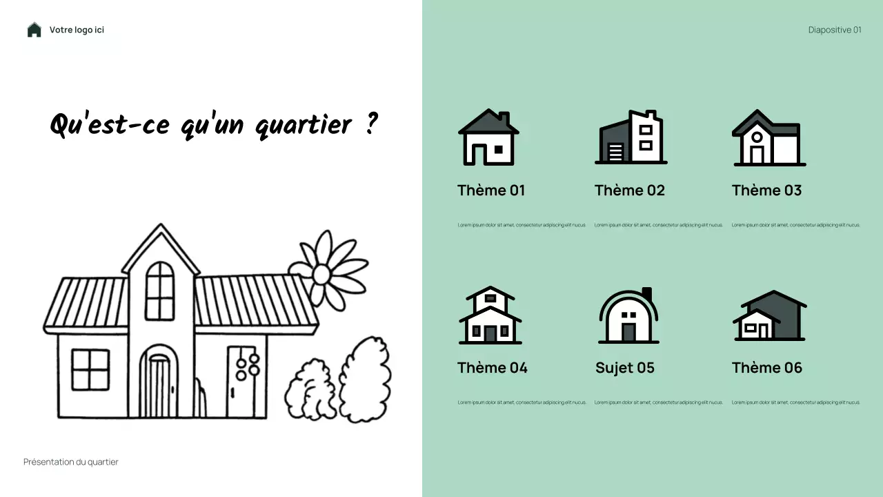 Présentation de mon quartier floral vert simple