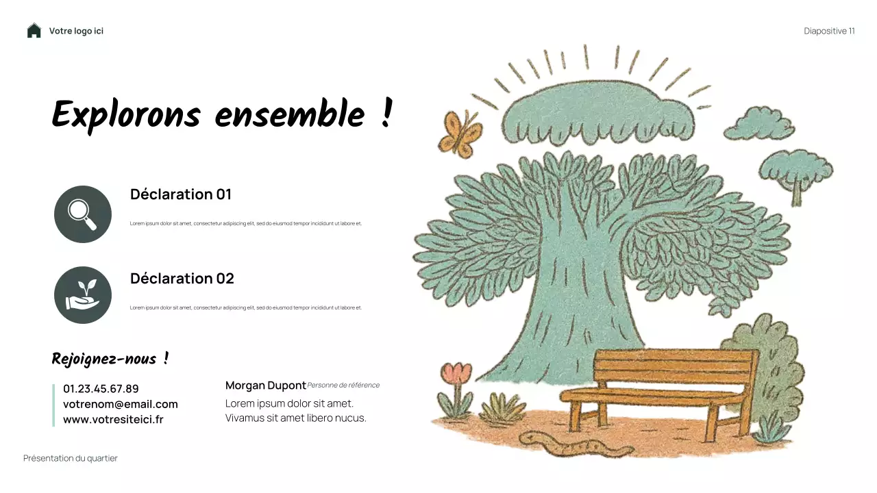 Présentation de mon quartier floral vert simple