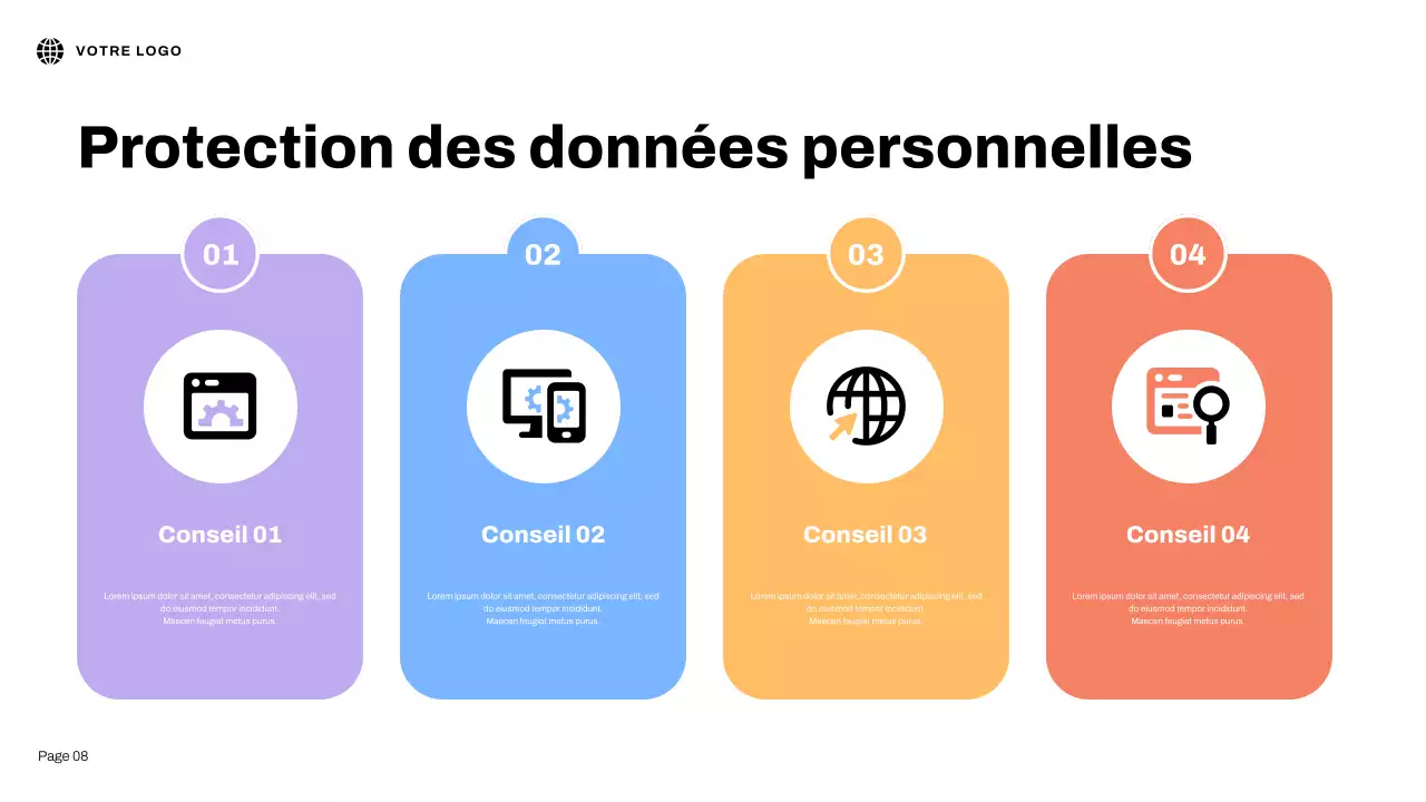 Présentation illustrative 3D bleue sur la sécurité Internet