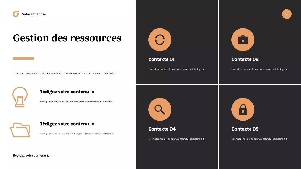 Présentation commerciale moderne noire