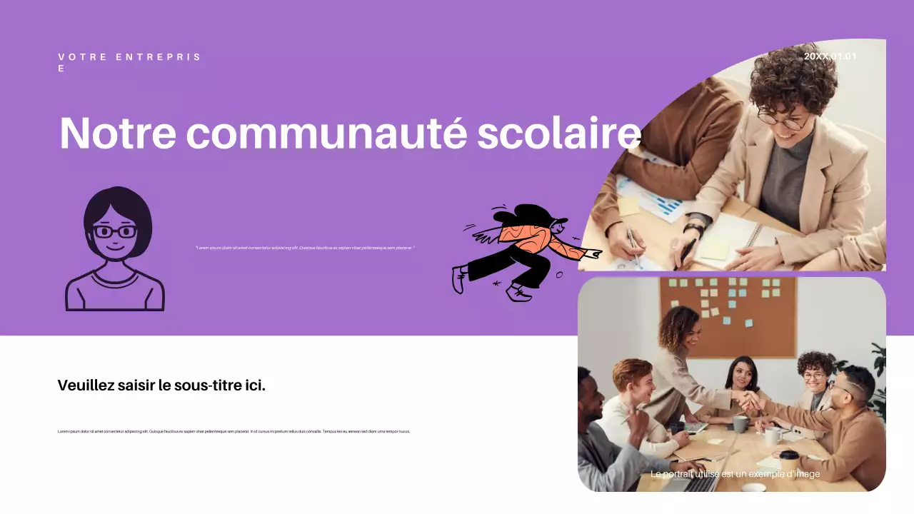 Présentation de l'annonce de l'éducation rétro violette