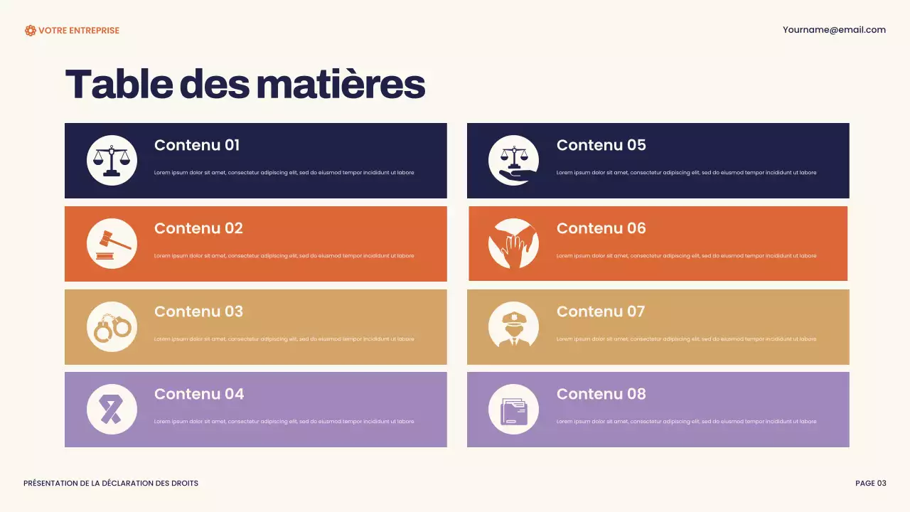 Présentation de la Déclaration des droits moderne de la marine et de l'orange