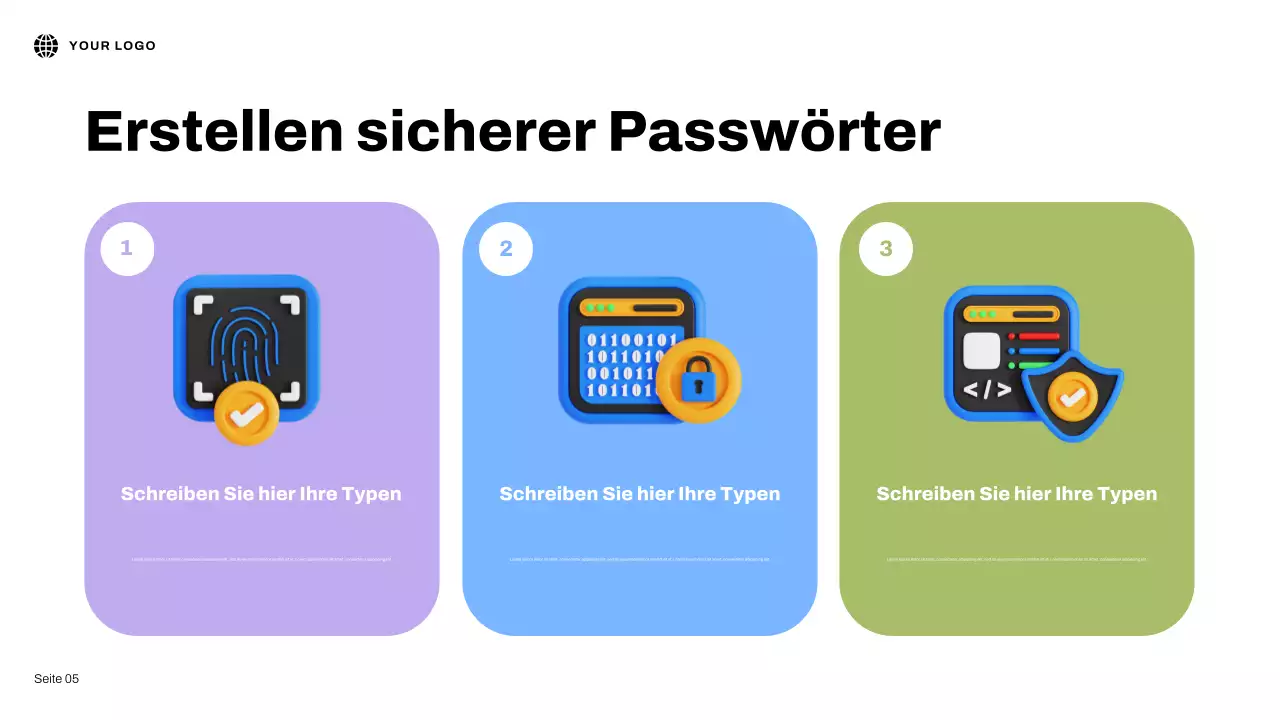 Blaue 3D-illustrative Internetsicherheitspräsentation