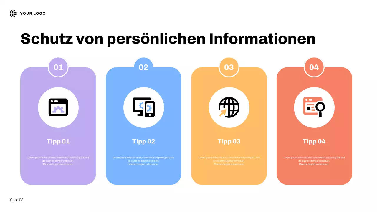 Blaue 3D-illustrative Internetsicherheitspräsentation