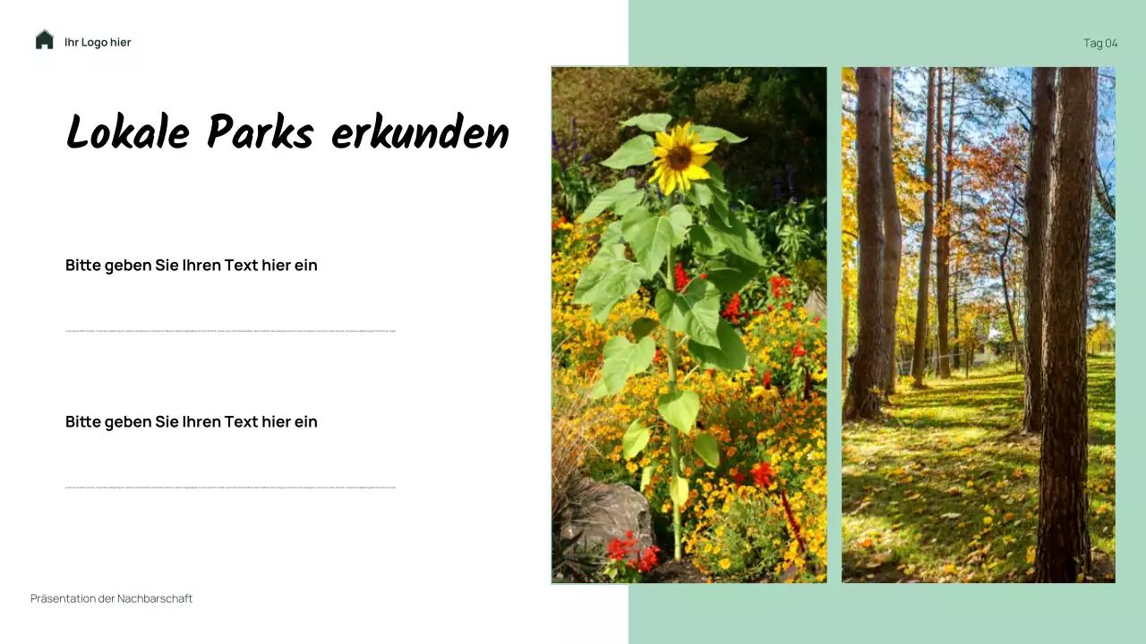 Grüne, einfache Blumenpräsentation „Meine Nachbarschaft“