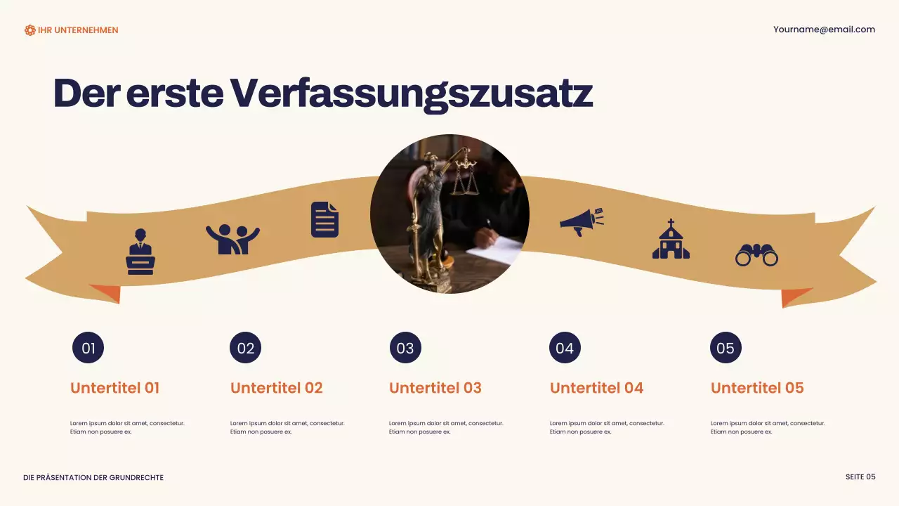 Marineblaue und orangefarbene moderne Bill of Rights Präsentation