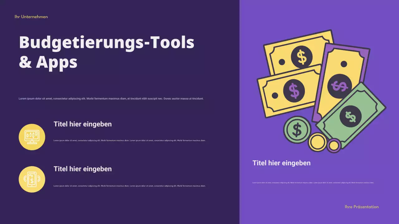 Lila Moderne Finanzen Intelligente Budgetierung Präsentation