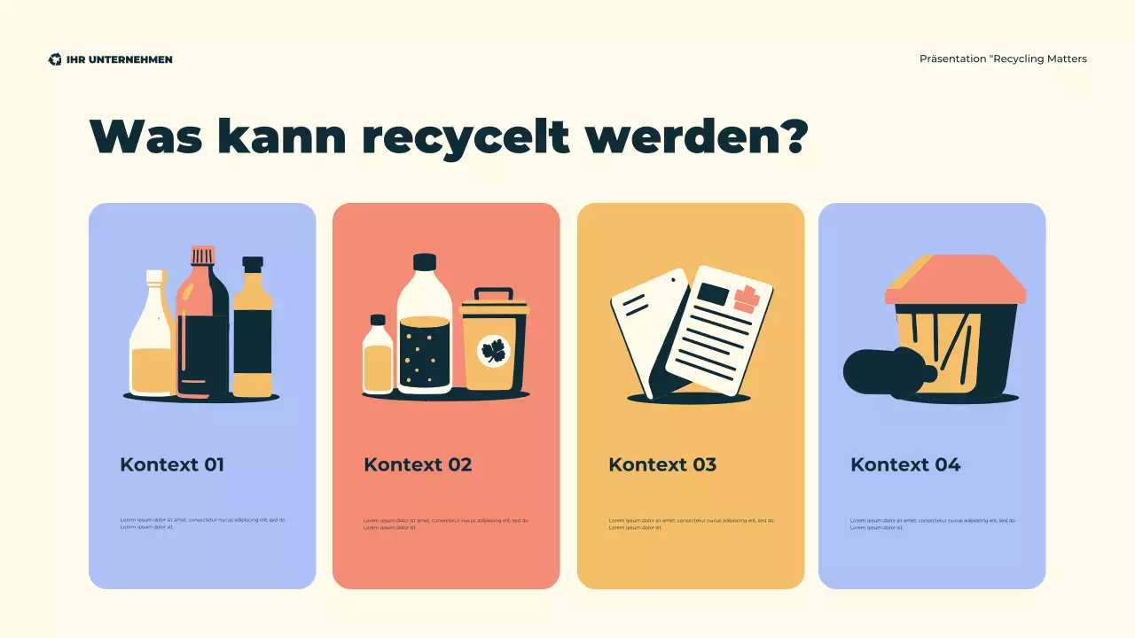 Grüne, moderne, illustrative, umweltfreundliche Recyclingpräsentation