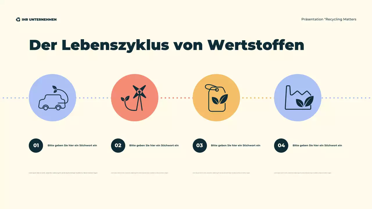 Grüne, moderne, illustrative, umweltfreundliche Recyclingpräsentation