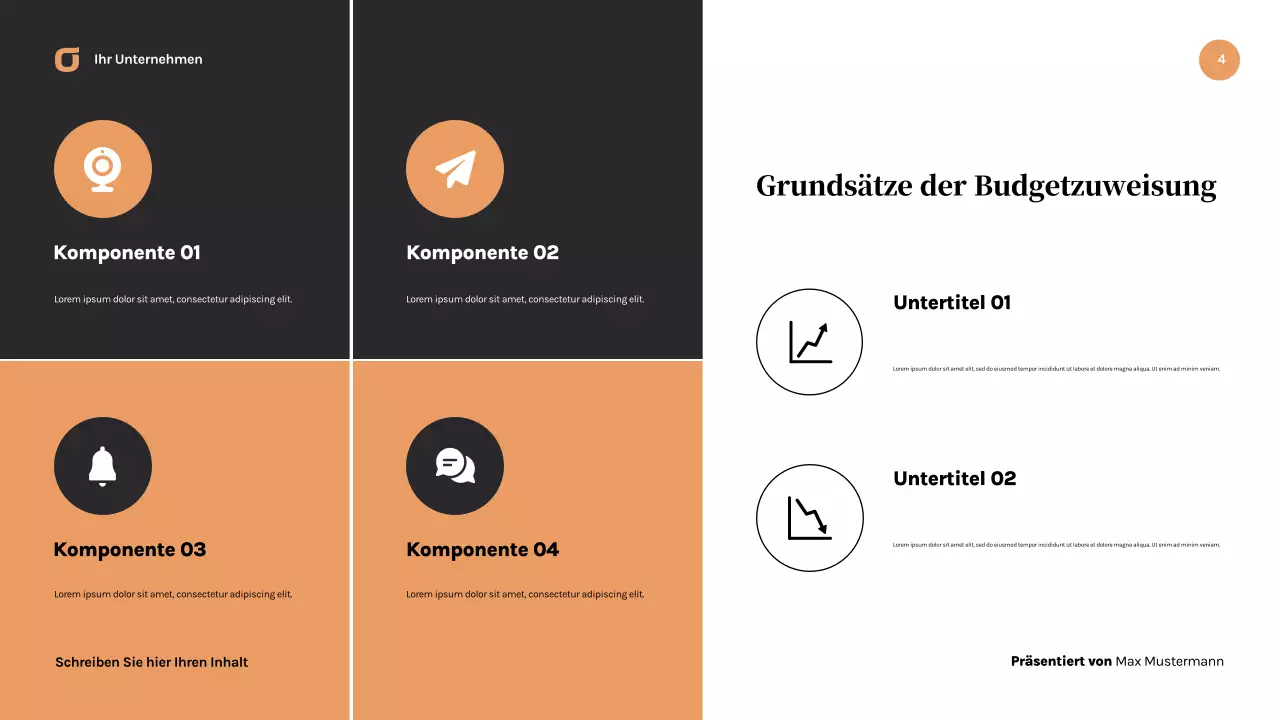 Schwarze moderne Geschäftspräsentation