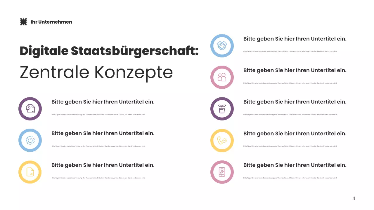 Blaue Präsentation zur Förderung moderner Technologie