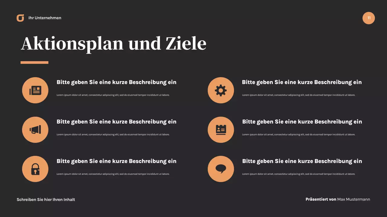 Schwarze moderne Geschäftspräsentation