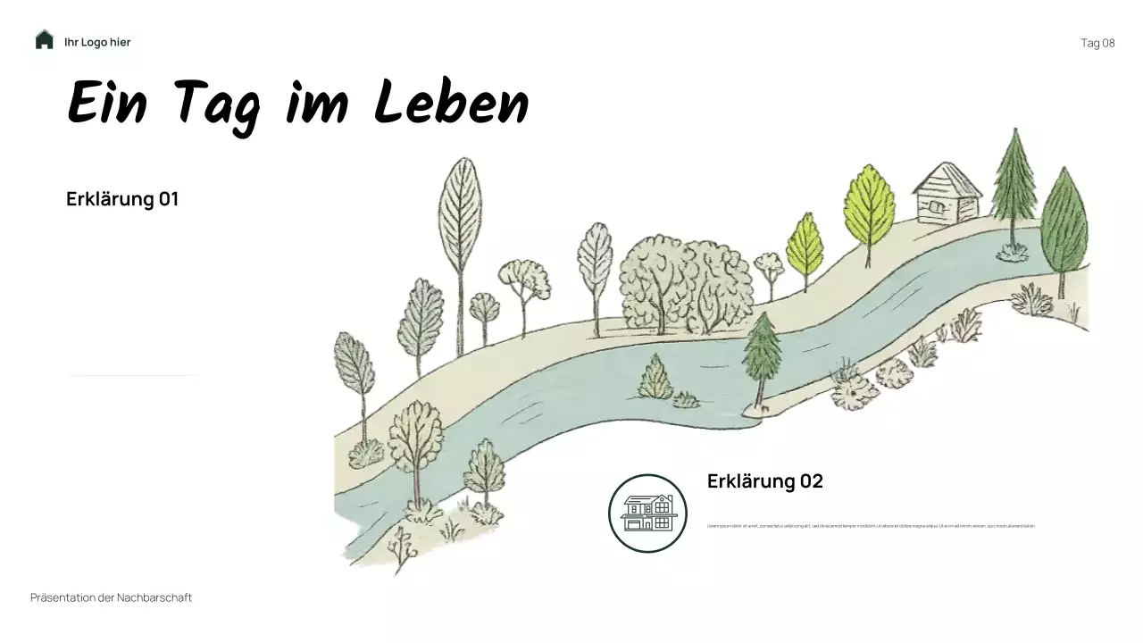 Grüne, einfache Blumenpräsentation „Meine Nachbarschaft“