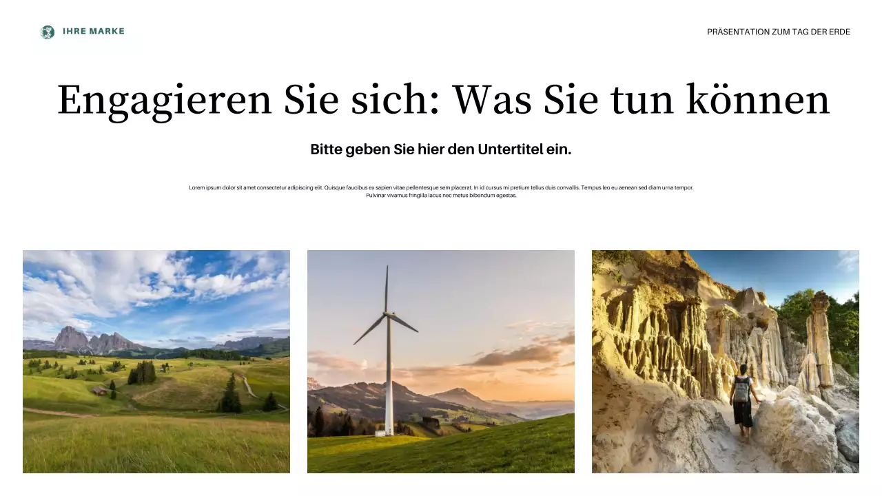 Ankündigung zum Tag der Erde in Pink-Ästhetik Präsentation