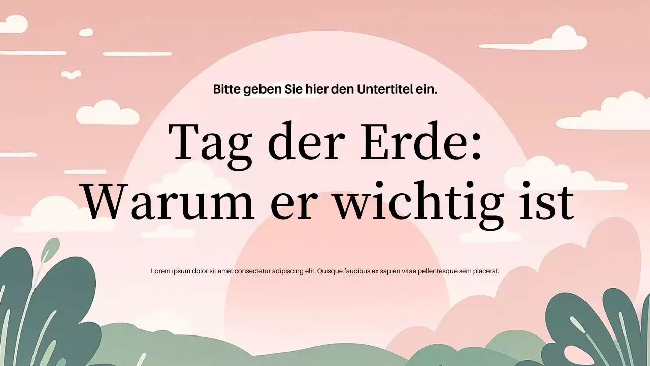 Ankündigung zum Tag der Erde in Pink-Ästhetik Präsentation