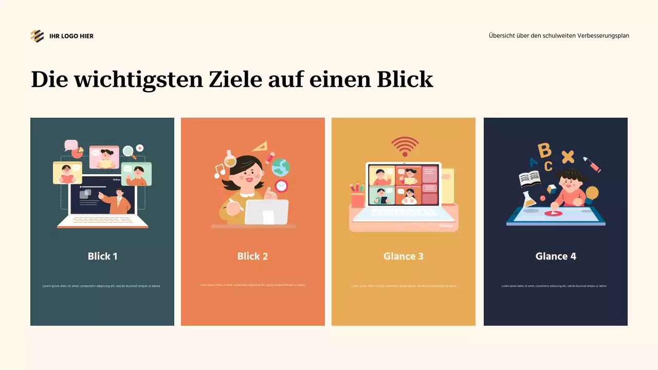 Übersicht über den blaugrünen, abstrakten schulweiten Verbesserungsplan Präsentation