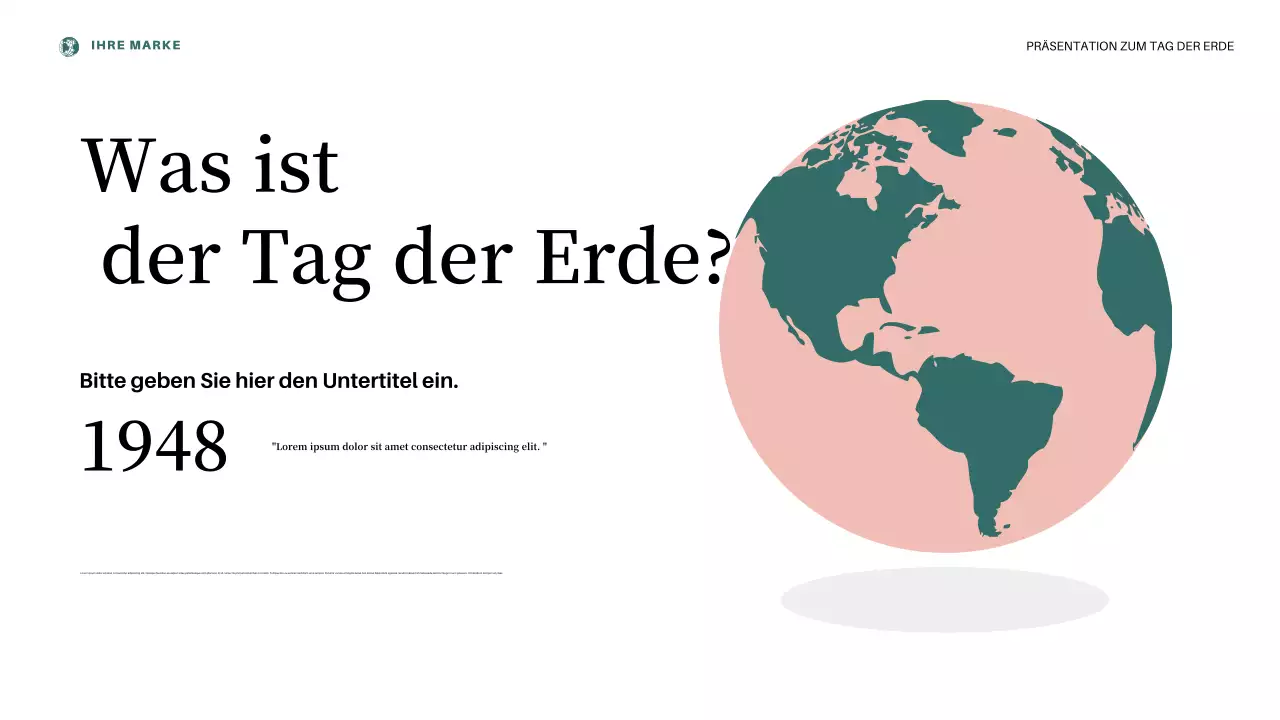 Ankündigung zum Tag der Erde in Pink-Ästhetik Präsentation