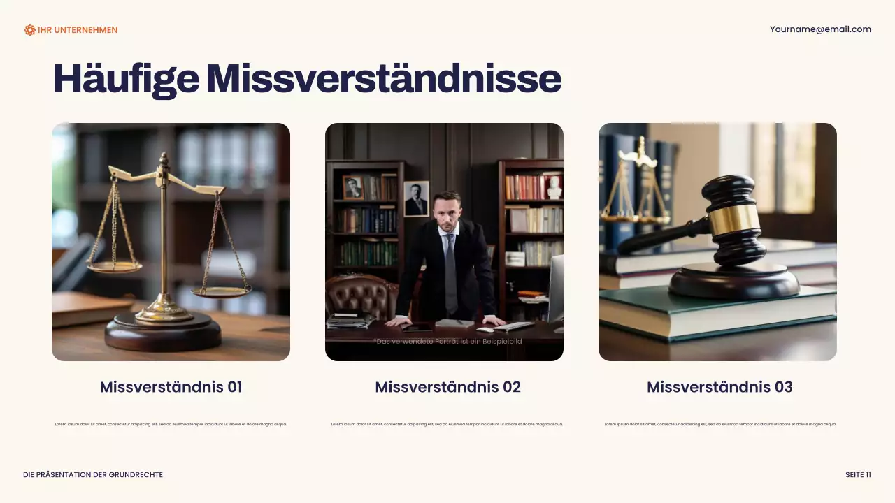 Marineblaue und orangefarbene moderne Bill of Rights Präsentation