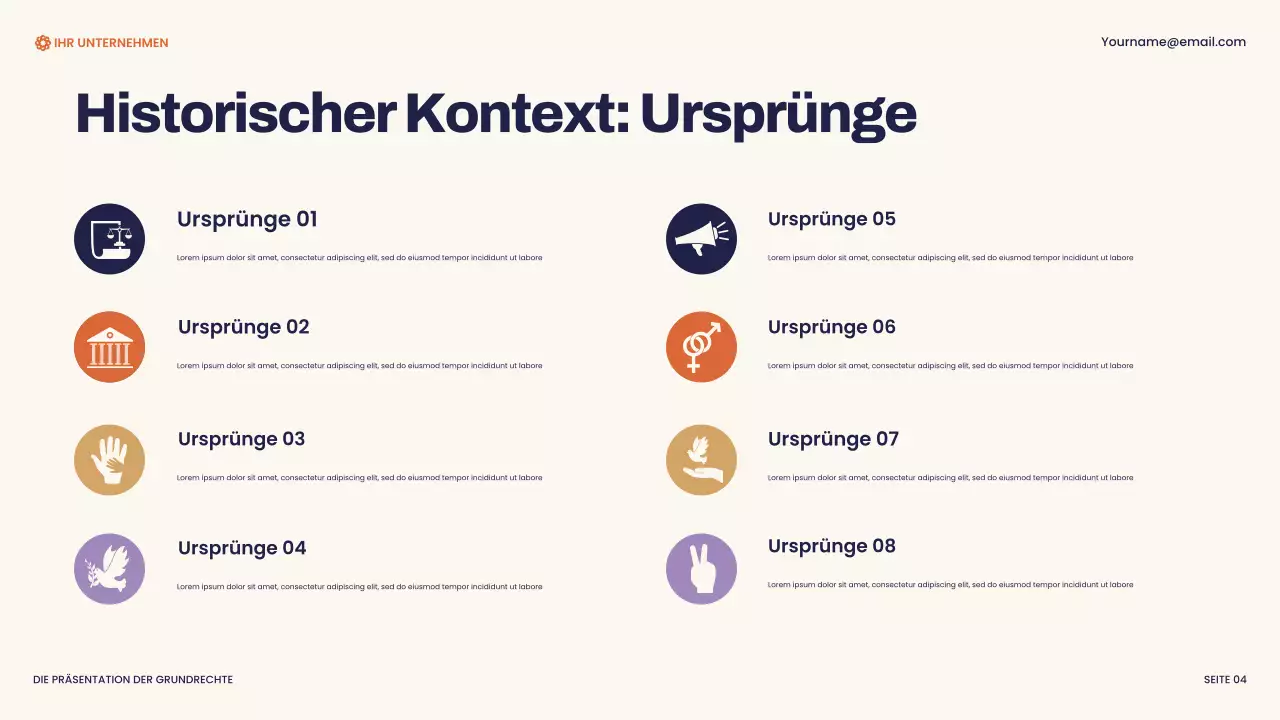 Marineblaue und orangefarbene moderne Bill of Rights Präsentation