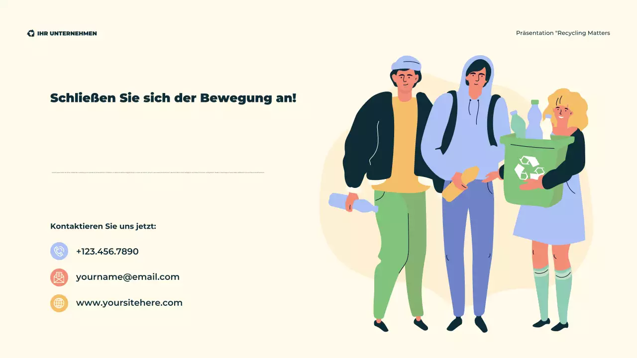 Grüne, moderne, illustrative, umweltfreundliche Recyclingpräsentation