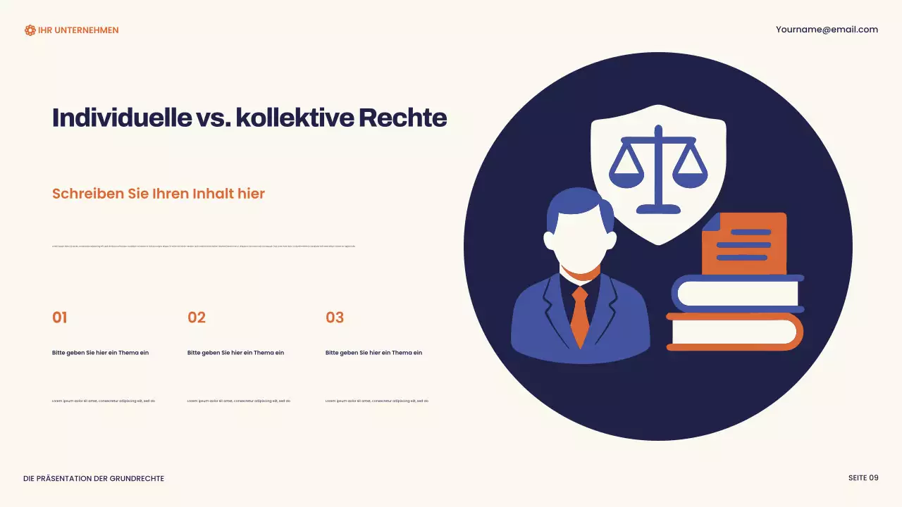 Marineblaue und orangefarbene moderne Bill of Rights Präsentation