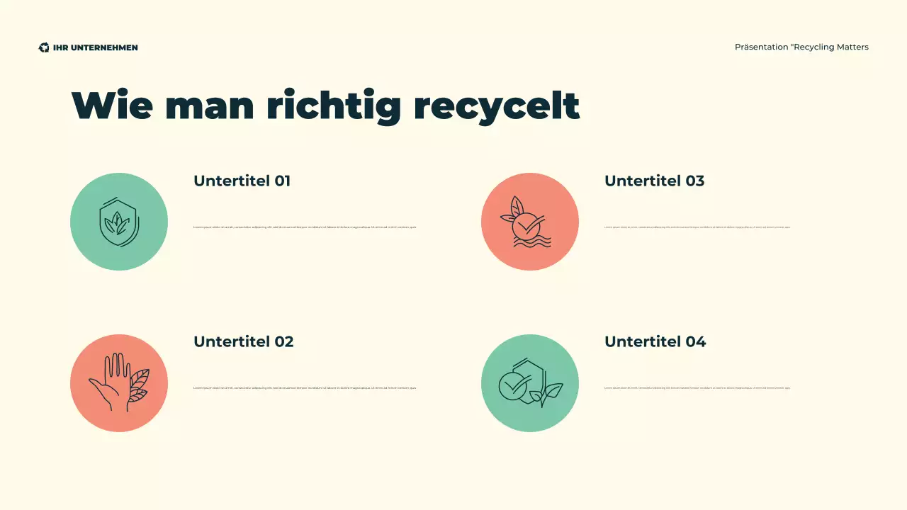 Grüne, moderne, illustrative, umweltfreundliche Recyclingpräsentation