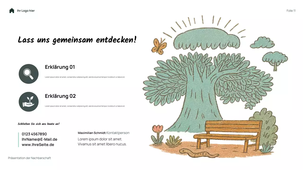 Grüne, einfache Blumenpräsentation „Meine Nachbarschaft“