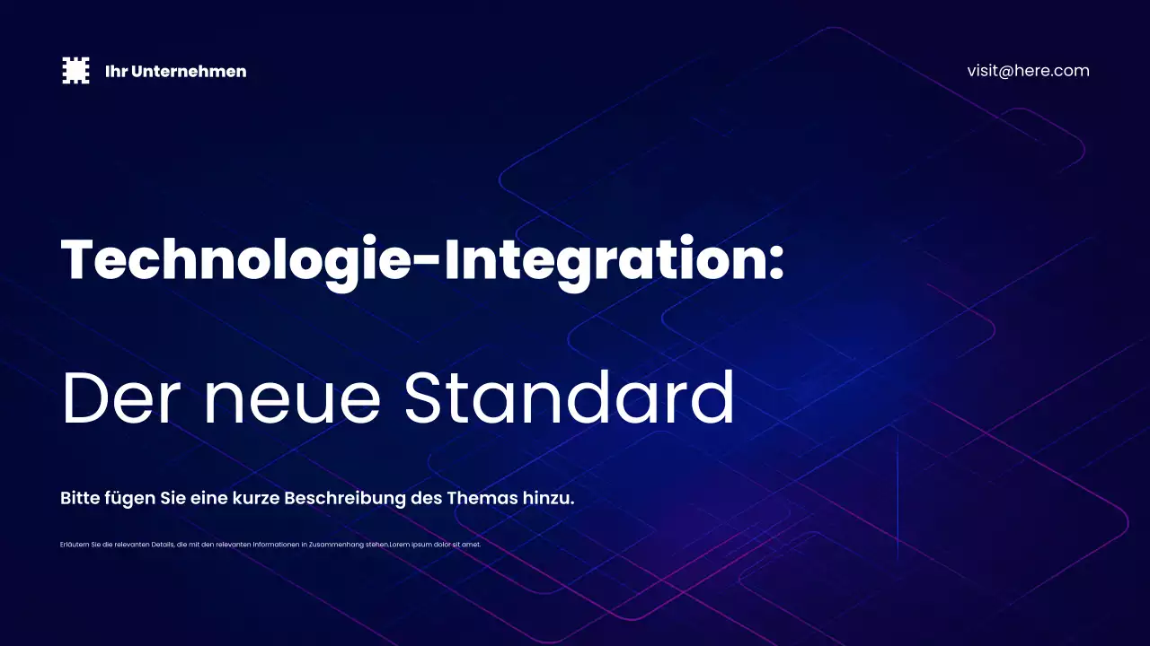 Blaue Präsentation zur Förderung moderner Technologie