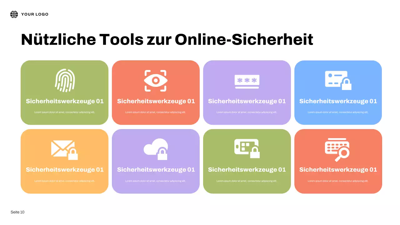 Blaue 3D-illustrative Internetsicherheitspräsentation