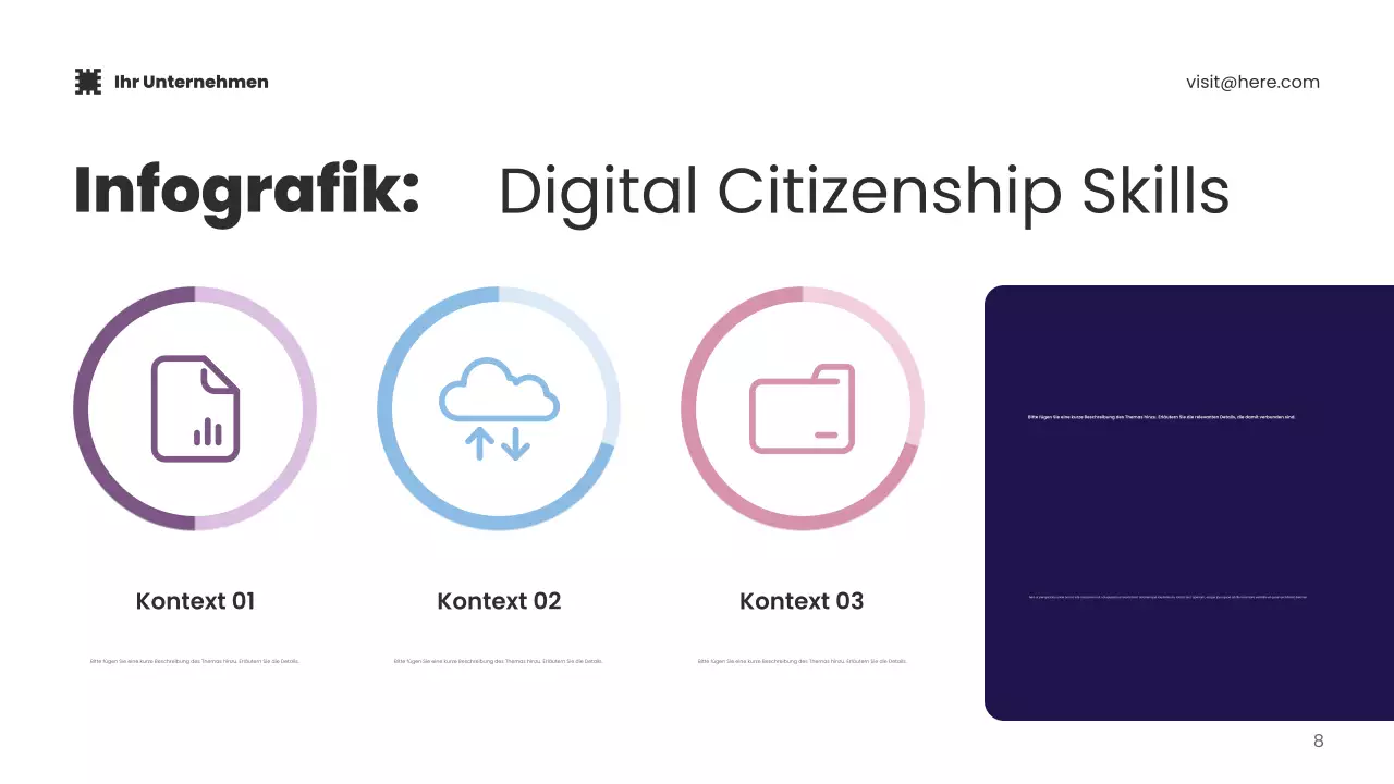 Blaue Präsentation zur Förderung moderner Technologie