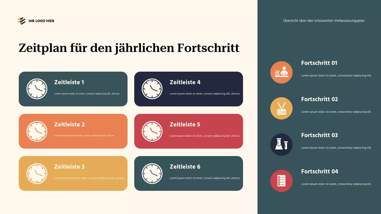 Übersicht über den blaugrünen, abstrakten schulweiten Verbesserungsplan Präsentation