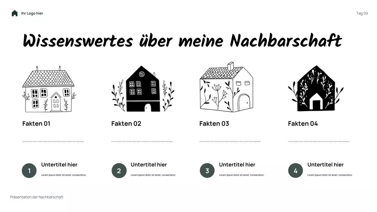 Grüne, einfache Blumenpräsentation „Meine Nachbarschaft“