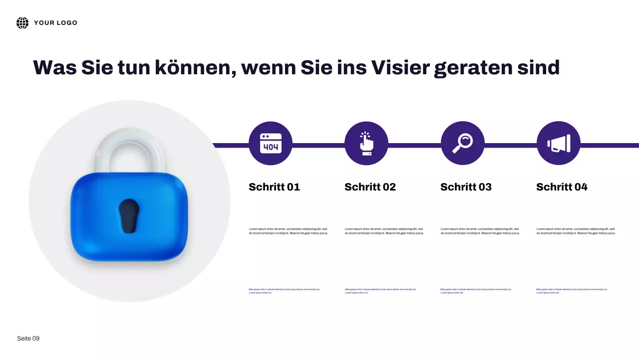Blaue 3D-illustrative Internetsicherheitspräsentation