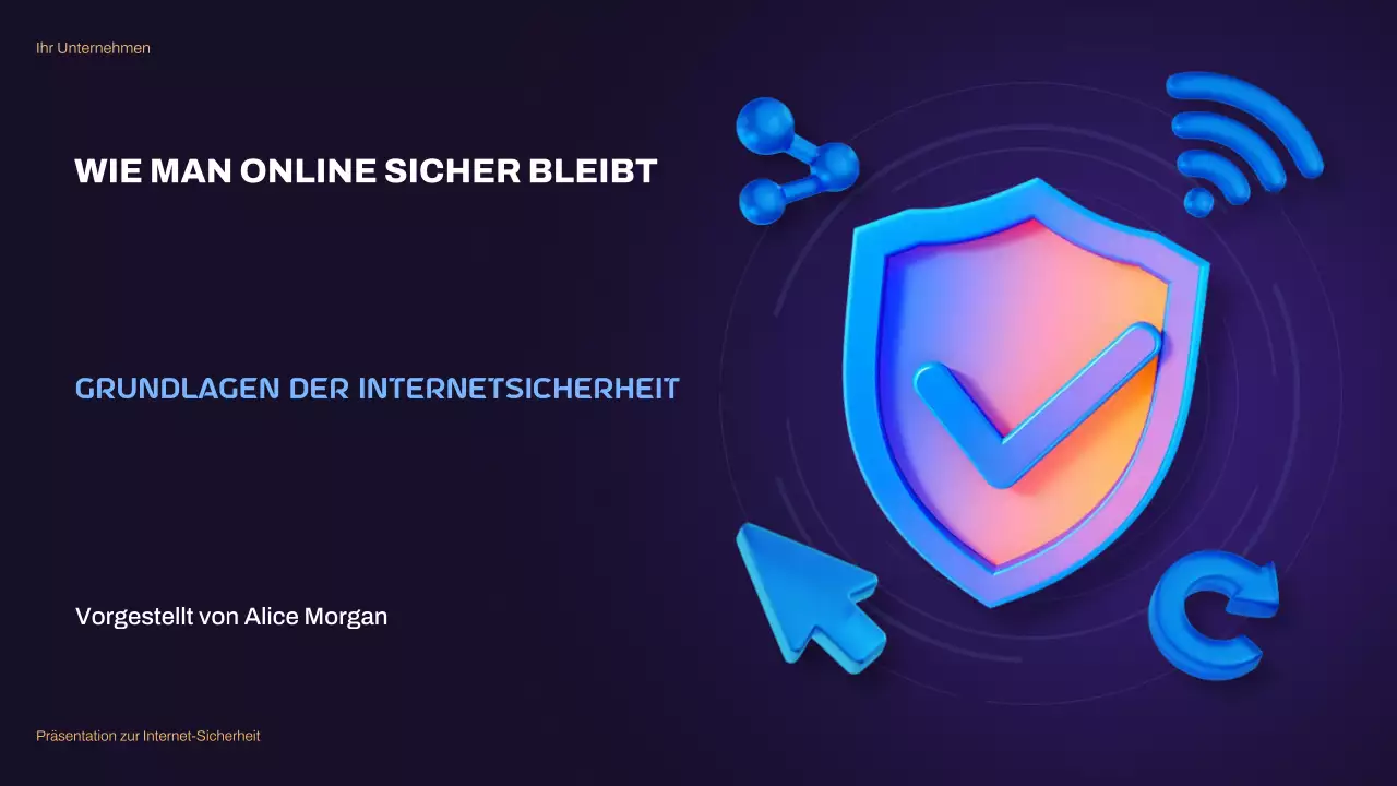 Blaue 3D-illustrative Internetsicherheitspräsentation